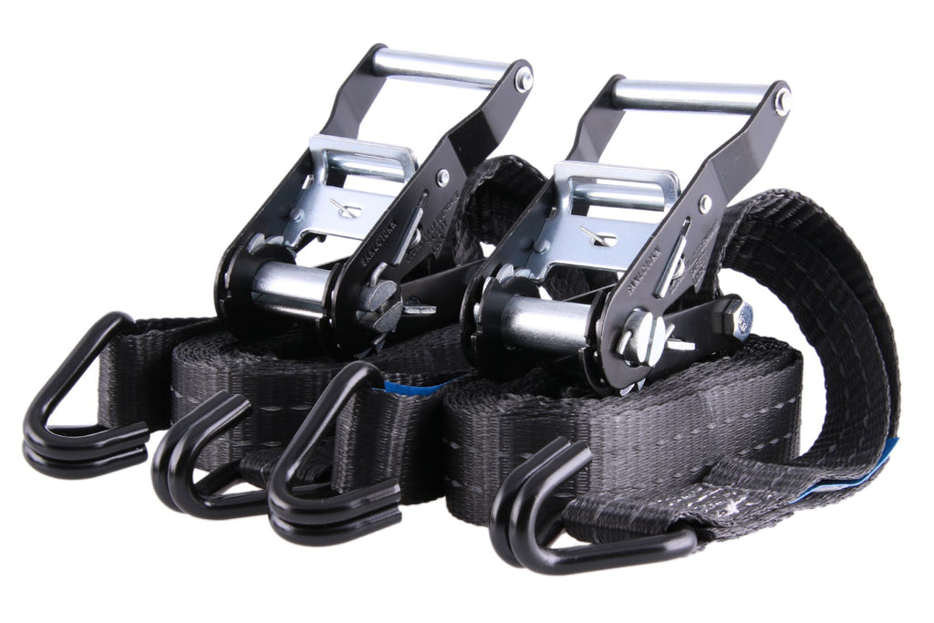 2er-Set, 4 m Zurrgurte, 35mm, LC 1000 daN, STF 220 daN, zweiteilig, schwarz, mit Reflektorstreifen