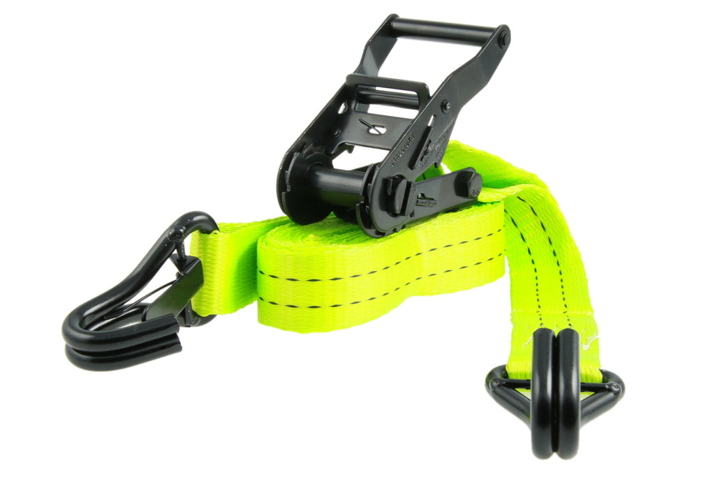 2er-Set, 4 m Zurrgurte, 35mm, LC 1000 daN, STF 220 daN, zweiteilig, Neon-grün, mit J-Haken mit Snap