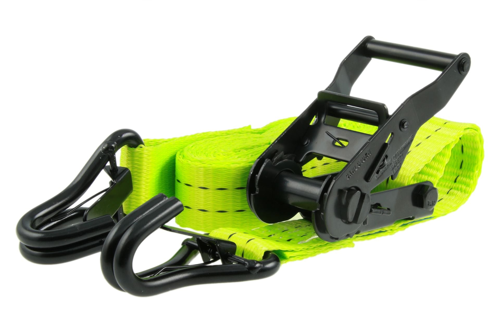 2er-Set, 4 m Zurrgurte, 35mm, LC 1000 daN, STF 220 daN, zweiteilig, Neon-grün, mit J-Haken mit Snap
