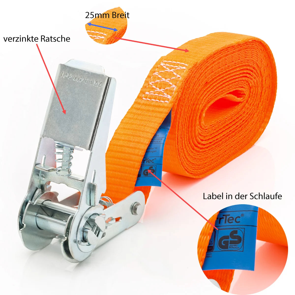 Spanngurt 1tlg. 4m LC 800 daN i.d.U. Orange